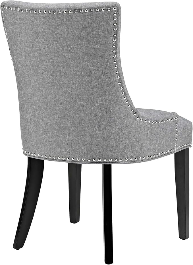 Modway Marquis Modern Upholstered Fabric Dining Chair with Nailhead Trim in Light Gray