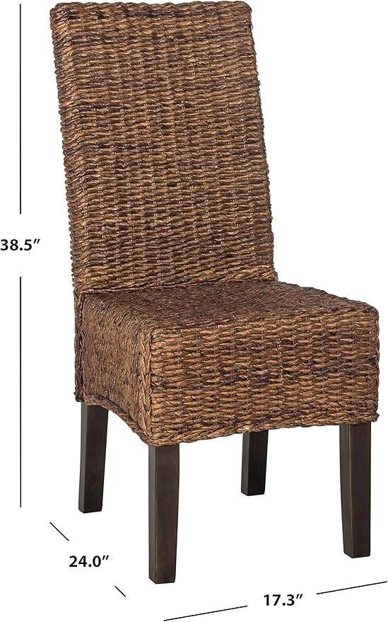 Safavieh Home Collection Avita Brown Wicker Dining Chair (Set of 2), 18"