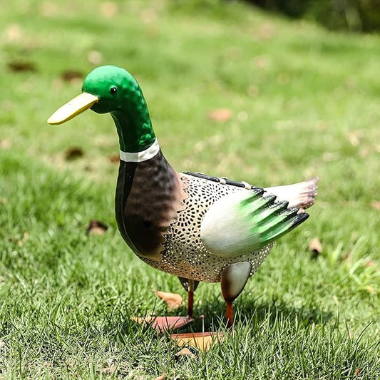 Solar Ducks Outdoor Statue ,Metal Duck Garden Decor ,Lawn Animal Statue Mallard Duck Art ,Gifts for Mallard Duck Lovers