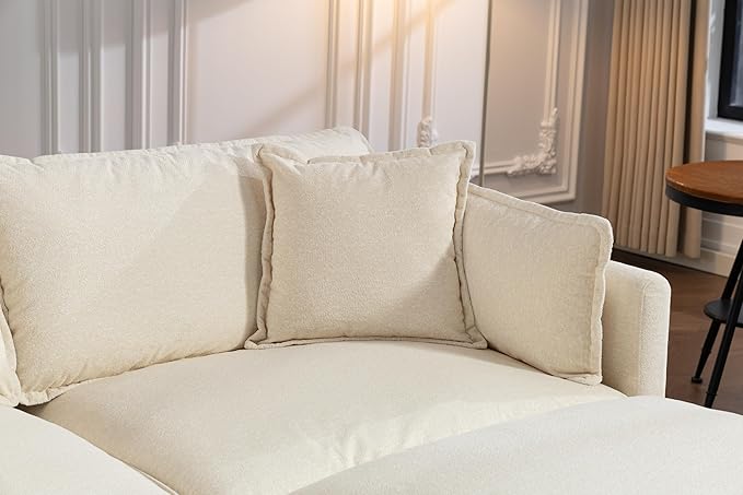 Eafurn Oversized Reversible Modular Sectional Sofa with Movable Ottoman, Convertible L Shaped Corner Couch Modern Chenille Sofa Set w/Double Layers Seat Cushions for Living Room Apartment