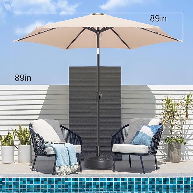 7.5ft Outdoor Patio Umbrella - Table Umbrella Waterprool UV Protection, Sombrillas de Patio with Push Button Tilt, Sun Umbrella for Pool, Porch, Garden, Deck, Backyard (Beige)