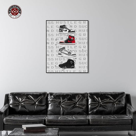 Hype Sneakers Framed Sneaker 1 Piece Canvas Wall Art, 31" x 37", Black Frame