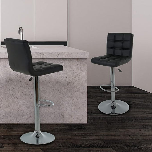BestOffice Modern Bar Stool Set of 2 Barstools Height Adjustable Counter Height Swivel Bar Stool PU Leather Bar Chairs Hydraulic Dining Room Chairs Home Kitchen Stools