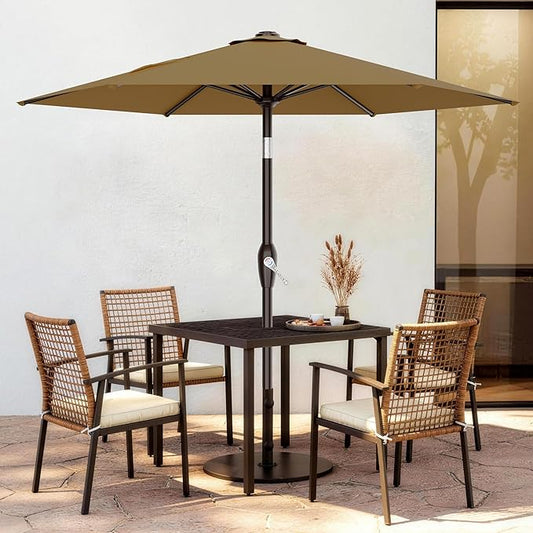 AreShark 7.5FT Patio Umbrella Table Market Umbrella w/Tilt and Crank, Heavy-Duty Outdoor Umbrellas for Pool, Deck, Garden and Backyard, Khaki