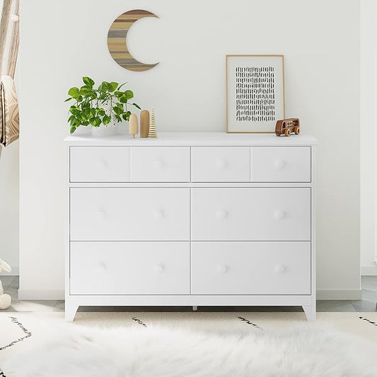Storkcraft Moss 6 Drawer Dresser (White) – GREENGUARD Gold Certified Nursery Dresser, Safety-Focused Interlocking Drawer System, Chest of Drawers for Bedroom, Wood Craftsmanship