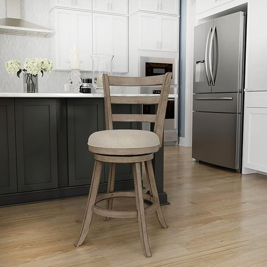 Hillsdale Laymon Modern Wood Swivel Counter Height Stool, Gray Brown
