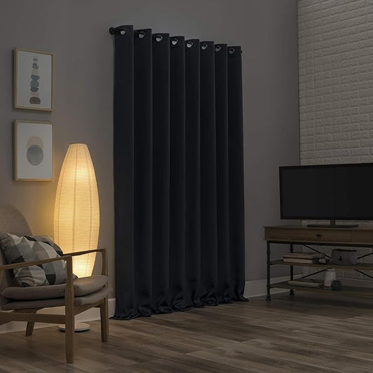 Sun Zero Nordic 2-pack Theater Grade Extreme 100% Blackout Grommet Curtain Panel Pair, 52" x 108", Navy Blue