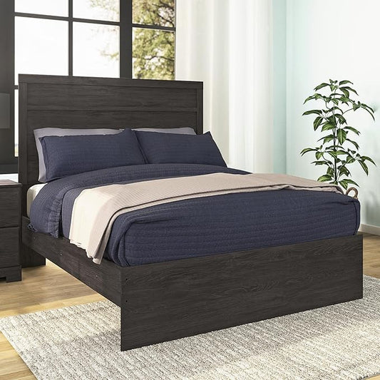 Signature Design by Ashley Belachime Casual Full Panel Bed with Metal Slats, Foundation or Box Spring Needed, Black
