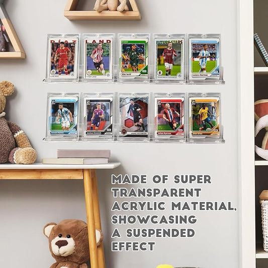 6 Pack Sport Card Display Shelf for Wall - Hold Up to 30 Trading Cards, Acrylic Sport Card Display Rack for PSA SGC BGS Graded Trading Slabs