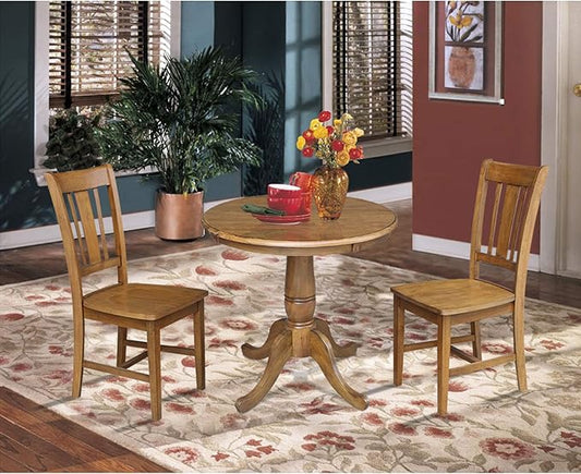International Concepts 3 Piece 30" Round Dining Set in Pecan