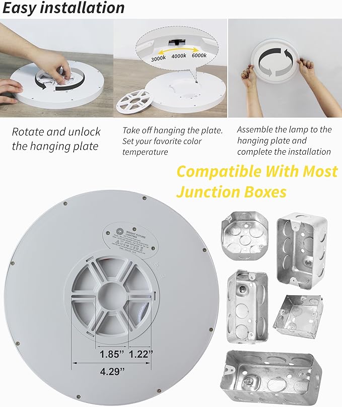 6pack 9 Inch Flush Mount Ceiling Light, 18w Led Ceiling Light, 3000k/4000k/6000k Selectable 1860lm Ceiling Light, Super Slim Led Light Fixture For Bedroom Kitchen Living Dining Room Office