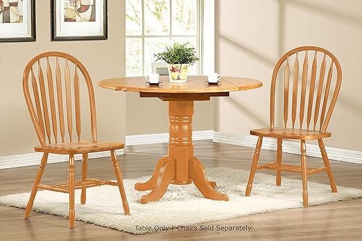 Sunset Trading Round Drop Leaf Table, Light Oak Finish