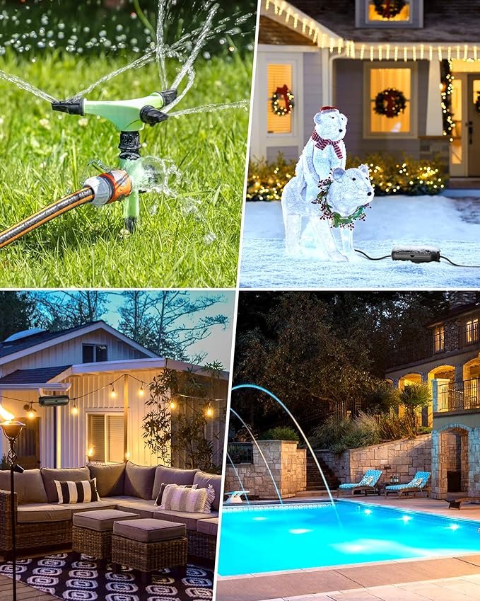 DEWENWILS WiFi Outdoor Outlet Timer, Smart Yard Stake Plug with 6 Outlets, Remote& Voice Control, Waterproof Power Stake Timer with 6Ft Cord, Alexa& Google Assistant Compatible, 1875W/15A, FCC Listed
