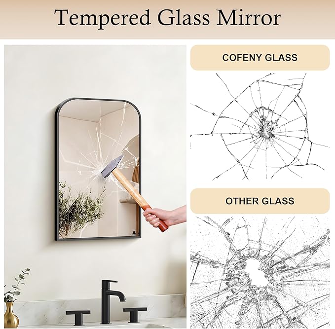 Bathroom Mirror, 16x24 inch Black Rectangle Wall Mounted Mirror with Thin Frame, Bathroom Vanity Mirrors for Over Sink, Entryway, Living Room, Bedroom