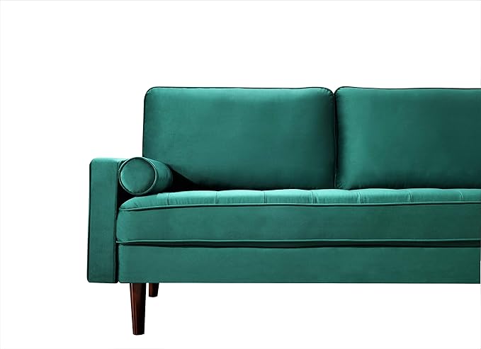 Container Furniture Direct Womble Modern Velvet Upholstered Living Room Diamond Tufted Chesterfield with Gleaming Nailheads, Loveseat, Sofa, Pine Green