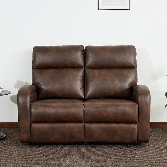 MCombo Zero Wall Recliner Loveseat, 2-Seat Power Wall Hugger Sofa with USB & Type-C Dual Ports, for Small Space, Living Room, RV PR646 (Dark Brown, Loveseat)