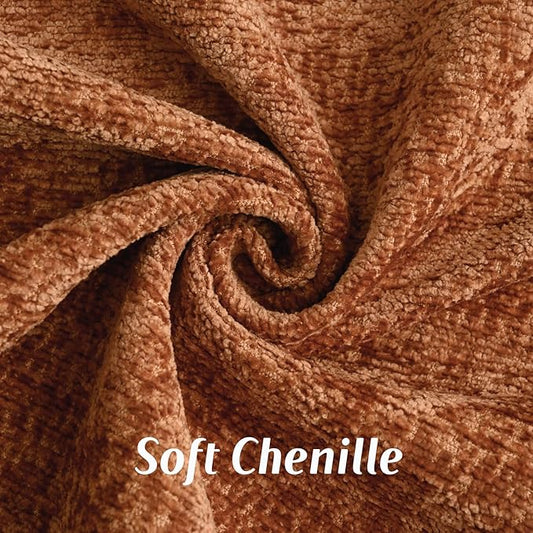 FUTEI Rust Chenille Throw Pillow Covers 20x20 Inch Set of 2,Soft Cozy Bound Edge Design Cushion Case,Home Decor for Couch Bed Living Room