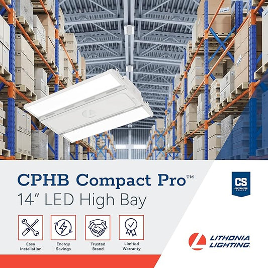 Lithonia Lighting Compact Pro LED High Bay Light, Ceiling Lighting Fixture, 15,000 Lumens, 5000K Daylight, Dimmable LED Work Light for Garage and Warehouse, MVOLT 120-277V (CPHB 15LM MVOLT 50K)