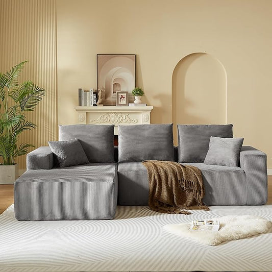 109.4" Oversized Modular Sectional Sofa with Chaise, Convertible L Shaped Cloud Couch with Deep Seat, 35D Full Foam Compressed Boneless Couches for Living Room, Bedroom, Office, No Assembly Required