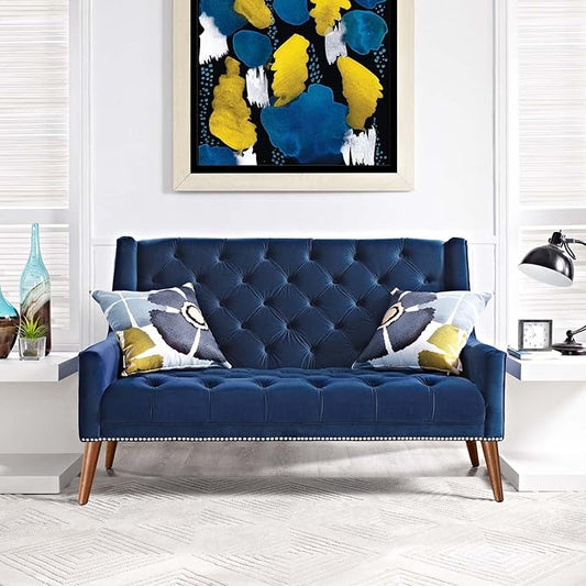 Modway Peruse Velvet Loveseat in Navy