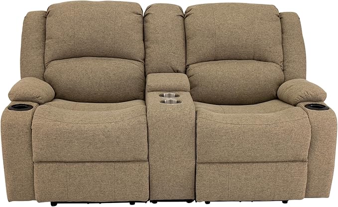 RecPro Charles Powered Double RV Wall Hugger Recliner Sofa | Loveseat | Furniture - Cloth (Oatmeal, 67")