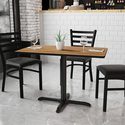 Flash Furniture Graniss 24'' x 42'' Rectangular Walnut Laminate Table Top with 23.5'' x 29.5'' Table Height Base