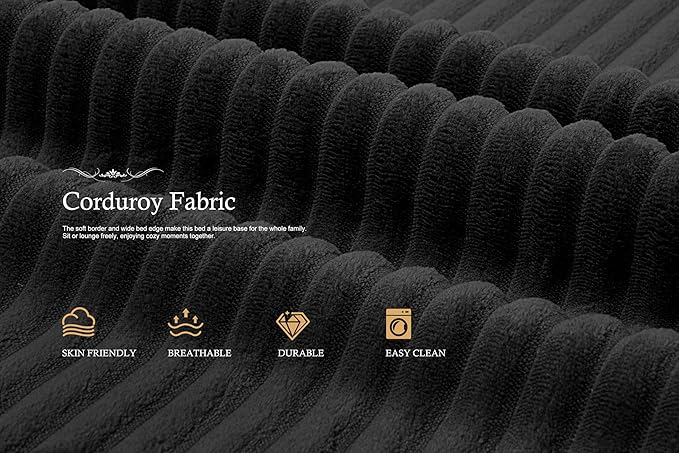 HABUTWAY Sectional Couches for Living Room,No Assembly L Shaped Couch 105" Modular Sectional Sofa Couch with Deep Seat,Cloud Couches Furniture Sets for Apartment,Corduroy (Black, Left Facing)
