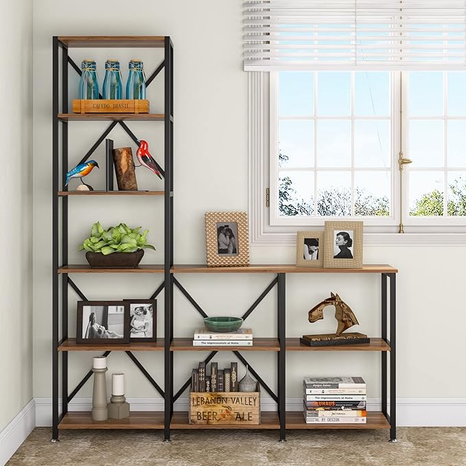 LITTLE TREE Modern Reversible 9 Shelves Bookshelves Cube Bookcase 6-Tier Display Open Shelf for Living Room