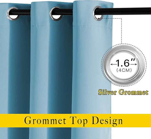 NICETOWN Room Darkening Extra Long Curtains - Home Fashion Ring Top Thermal Insulated Weighted Large Window Treatment Drapes for Nursery (W80 x L108, Teal Blue, Set of 2)