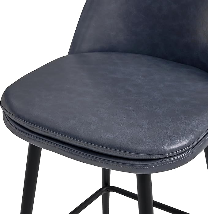 CHITA Swivel Bar Stools, 27.2" Counter Height Bar Stools Set of 4, FSC Certified Upholstered Modern Counter Stools, Metal Legs, Faux Leather, Blue