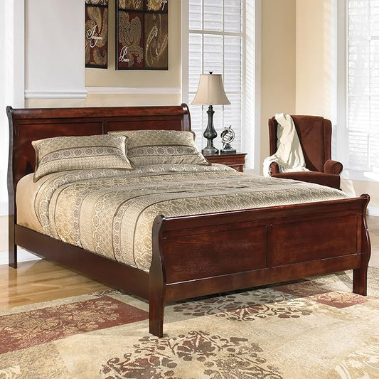 Signature Design by Ashley Alisdair Traditional King Sleigh Bed, Foundation or Box Spring Needed, Dark Brown