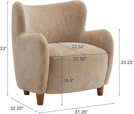 Christopher Knight Home Wingback Accent Chair, Fabric Club Chair, Upholstered Armchair, Curved Backrest Single Sofa, Soft Cushion Seating, Comft Lounge Chair for Living Room Reading Home Rest, Camel