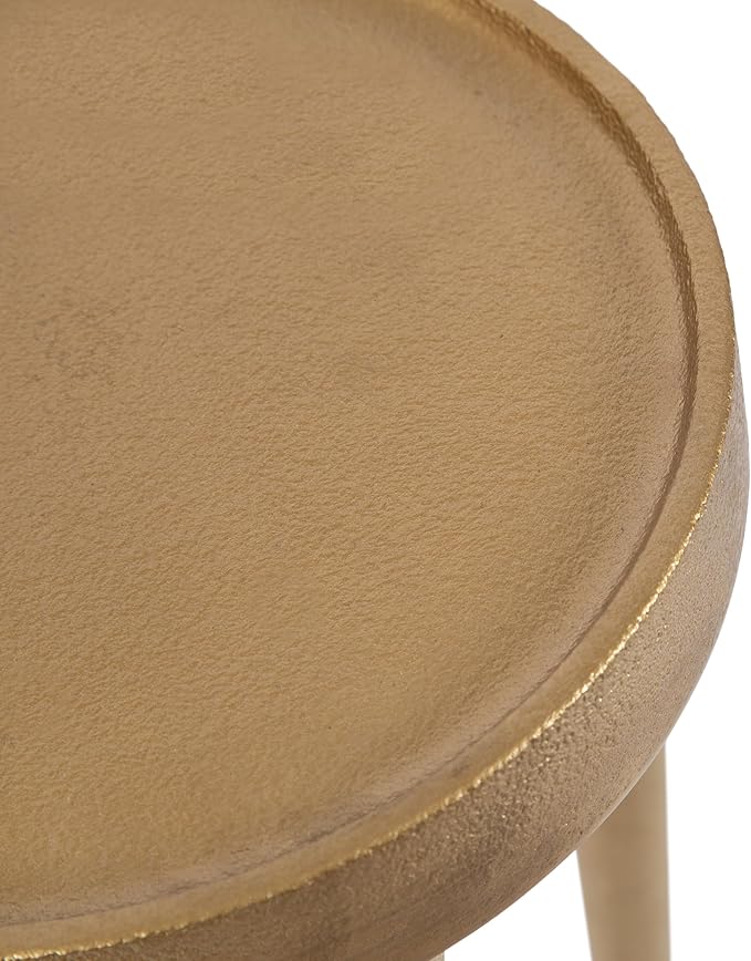 Kate and Laurel Rava Modern Metal Round Drink Table, 10 x 10 x 21, Gold, Cast Aluminum Accent Table for Use as Indoor Plant Stand or Living Room Decor Piece