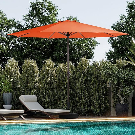 JEAREY 12' Patio Umbrellas Outdoor Table Market Umbrella w/Crank, 8 Sturdy Ribs, UV Protection Windproof for Garden, Deck, Backyard, Pool(Orange)