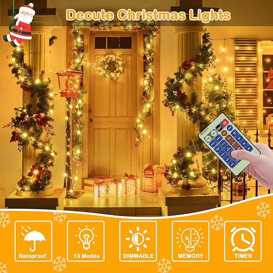 Decute 164FT 500LED Christmas Fairy String Lights Dimmable with Remote Control Copper Wire Starry Lights with UL Cerficated Decorative for Party Wedding Bedroom Christmas Tree Warm White