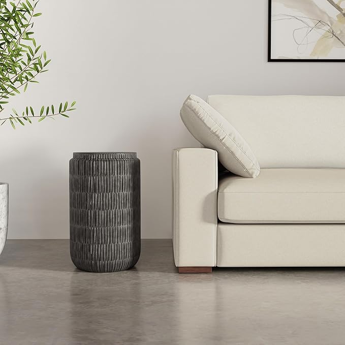SIMPLIHOME Juno Metal Side Table - 15 inch Wide Solid Metal Round Cast Aluminum Accent Table in Graphite, 21.5 Inch Tall Industrial End Table or Small Drink Table for Living Room, Assembled