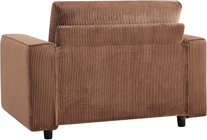 AC Pacific Derek Modern Corduroy Accent Chair for Living Room, Tufted Arm Chair with Plush Upholstery, High-Density Foam, Sleek Black Legs, Durable Wooden Frame, Chair, Brown