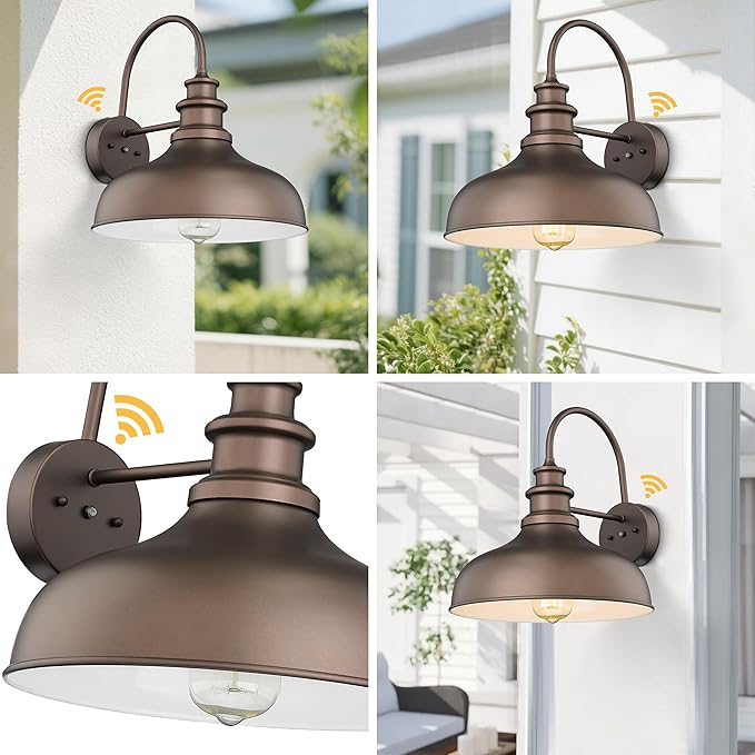 Bestshared Dusk to Dawn Sensor Farmhouse Barn Light, Outdoor Wall Sconce, Outdoor Wall Lantern for Porch, Exterior Light Fixtures Porch Lights(Orb+White, 2 Pack)