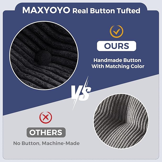 MAXYOYO Oversized Loveseat Sofa Couch, Upholstered Bean Bag Chair Cloud 3-Seat for Adults, Boneless Couch with Tufted Cushion & Pillows, Sofa in A Box, No Assembly Required, Black