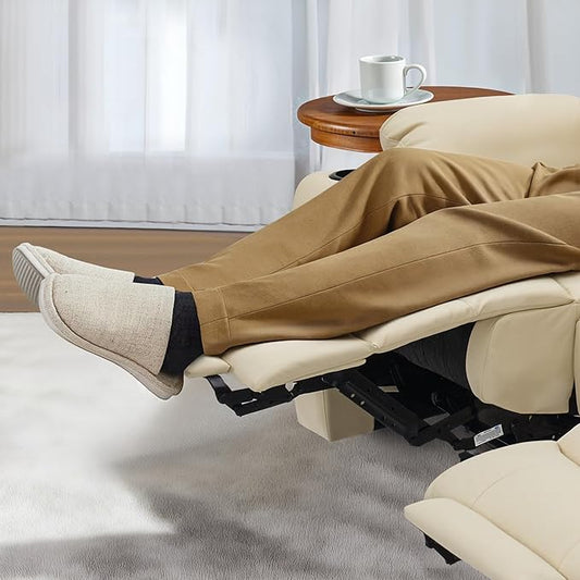 MCombo Power Reclining Sofa with Heat and Vibration,USB Ports, Cup Holders,3-Seat Dual Recliner Sofa for Living Room 6077 (Cream White, 3 Seater)