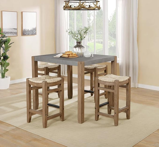 Alaterre Furniture Newport Dining Table Set, Concrete Gray