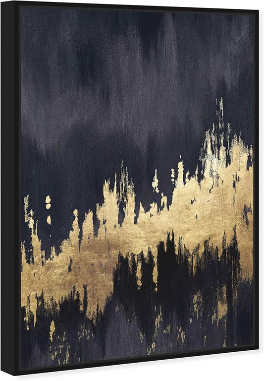 The Oliver Gal Artist Co. Modern 24 in x 16 in, Late Night Sky, Canvas Wall Art, Living Room, Black