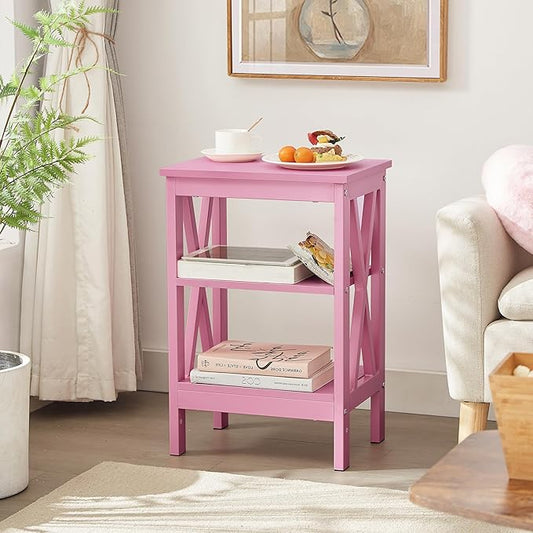 VECELO Modern Nightstands X-Design Side End Table Night Stand with Storage Shelf for Bedroom,Living Room,