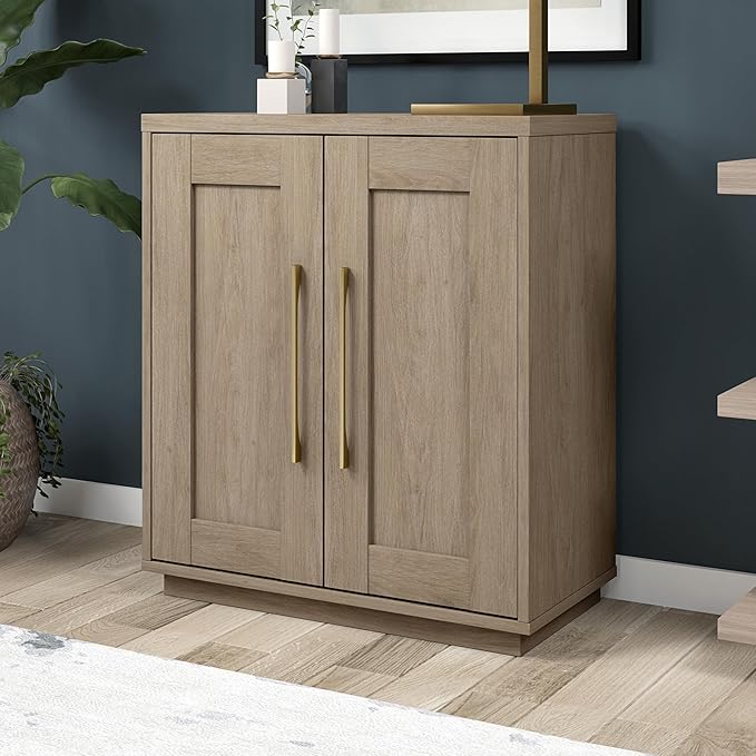 Henn&Hart 28" Accent Cabinet, Modern Sideboard Buffet Cabinet with 2 Panel Doors, an Adjustable Shelf and Cable Management Cut-Out for Living Room, Dining Room, or Bedroom, Antiqued Gray Oak