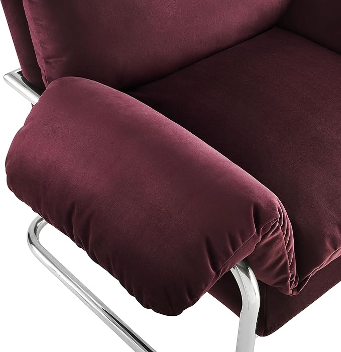 Modway Ansel Performance Velvet Accent Chair in Mulberry - Stain-Resistant Velvet Lounge Chair for Living Room, Bedroom - Corner Reading Chair with Arms and Removable Cushions