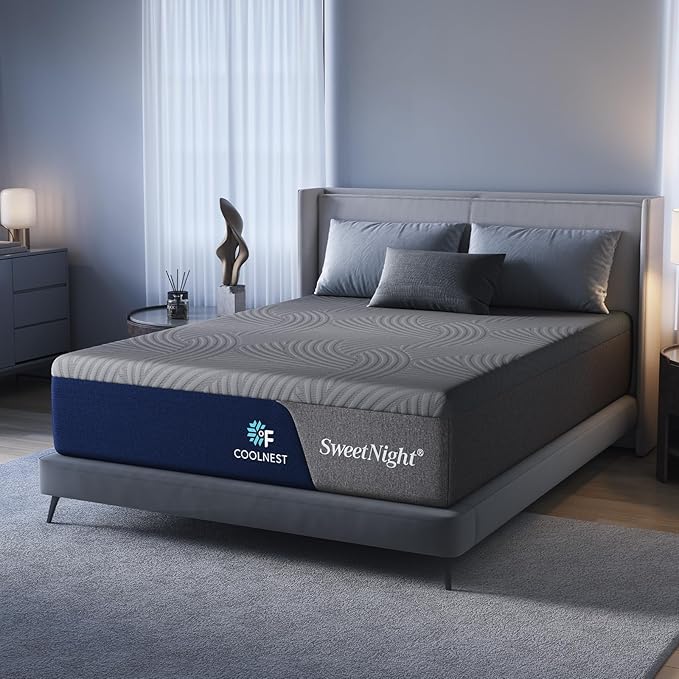 Sweetnight CoolNest Queen Mattress, 14 inch Cooling Queen Size Memory Foam Mattress for Cool Night Sleep, 5-Zone Ergo Support for Pressure Relief, Medium, CertiPUR-US Certified