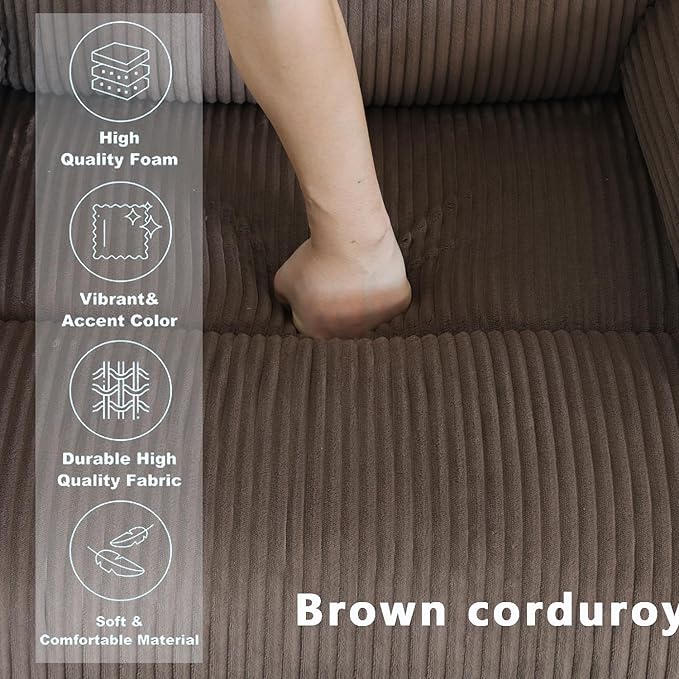 A Ainehome 3 Piece Power Recliner Sofa Set with LED, Power Reclining Sofa and Chair Set, Corduroy Couches Sectional Recliner Chair for Living Room with USB Port/Storage Console