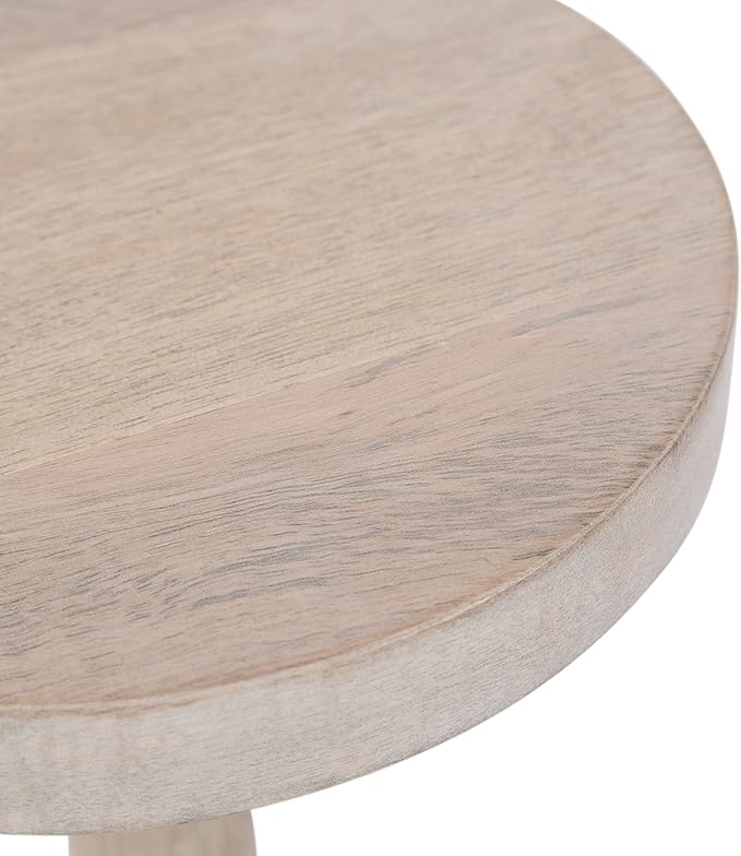 Kate and Laurel Wegner Coastal Wooden Round Drink Table; 8 x 23; Whitewash; Elegant and Durable Pedestal Table for Use as Small Drink Table; Plant Stand; or Decorative Item Display