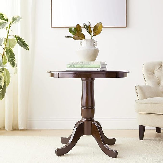 International Concepts 30" Round Wood Dining Table in Rich Brown Black