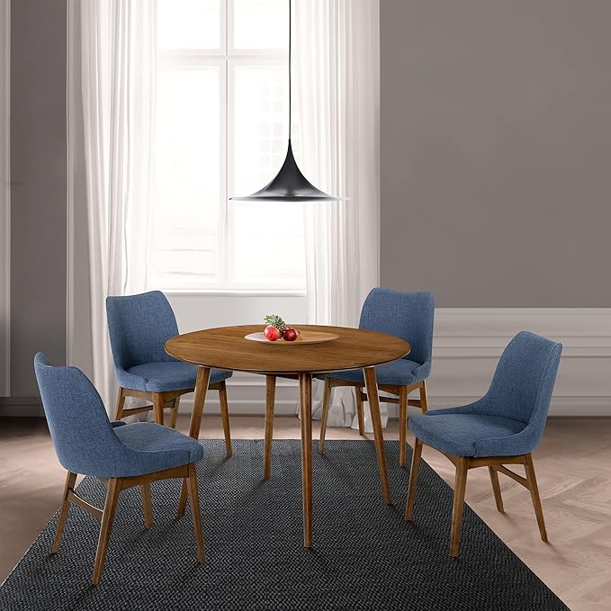 Armen Living Arcadia 42" Round Dining Table in Walnut Wood